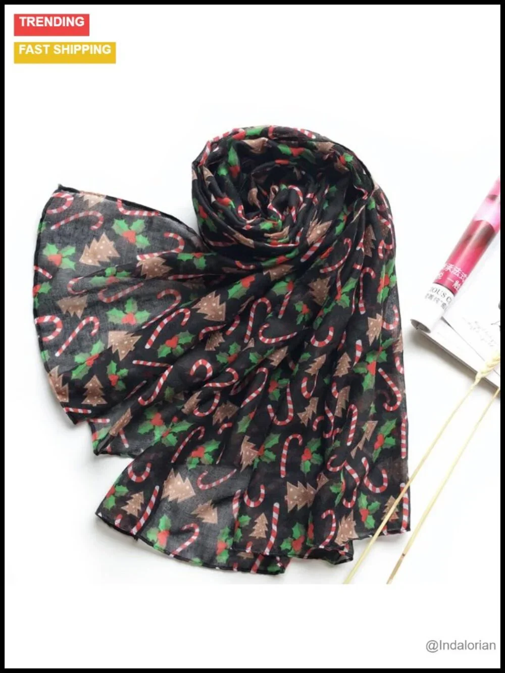 Elegant Floral Chiffon Scarf Lightweight Wrap for Women